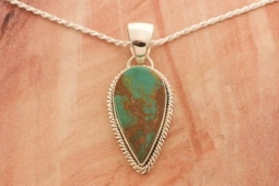 Artie Yellowhorse Genuine Kingman Turquoise Sterling Silver Pendant